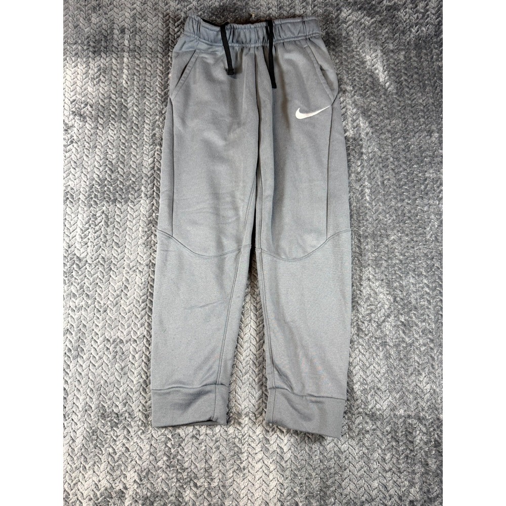 Nike Dri-Fit‎ Jogger Pants Boys Medium Gray Swoosh Straight Mid Rise Drawstring